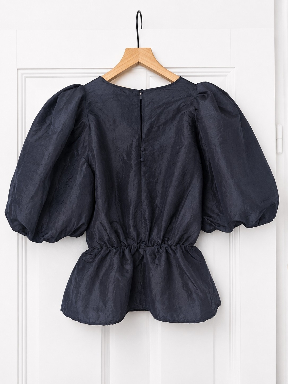 H&M Black Puff Sleeve Peplum Blouse - Picture 4 of 7